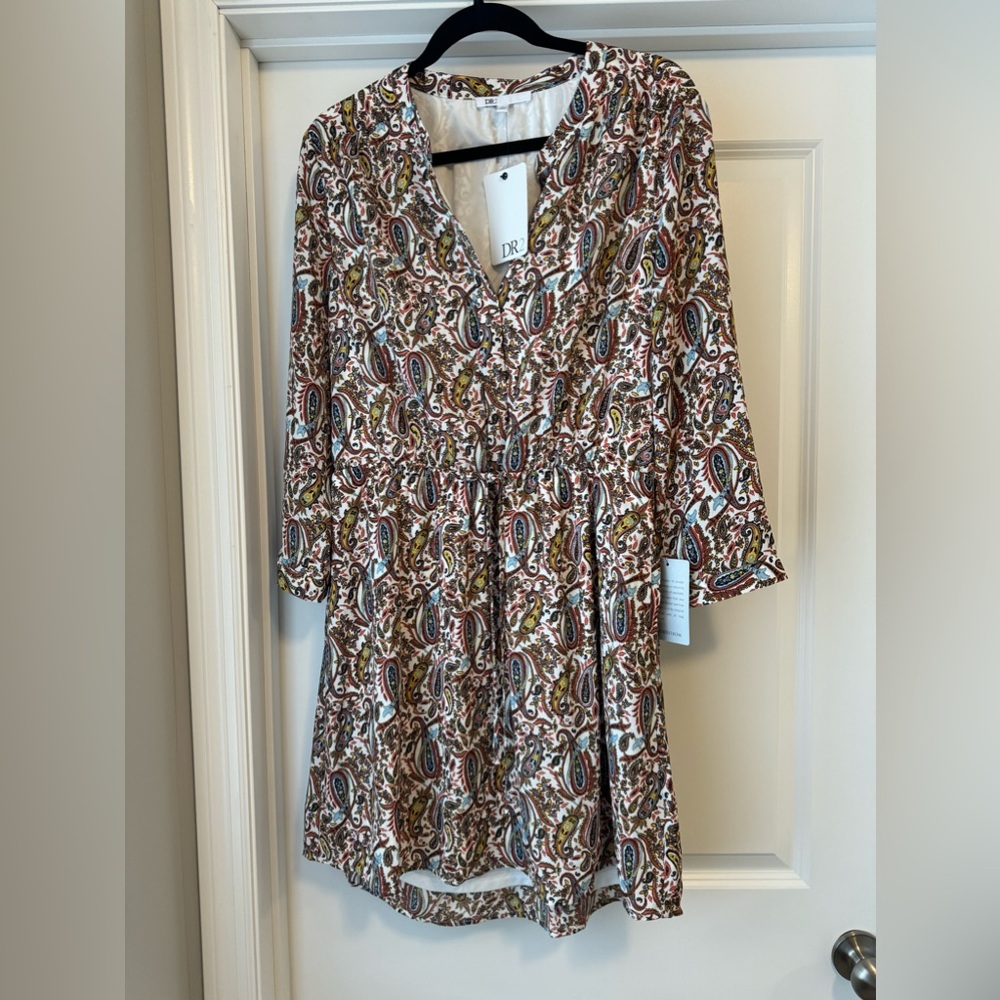 NWT DR2 by Daniel Rainn Paisley dress in size Large